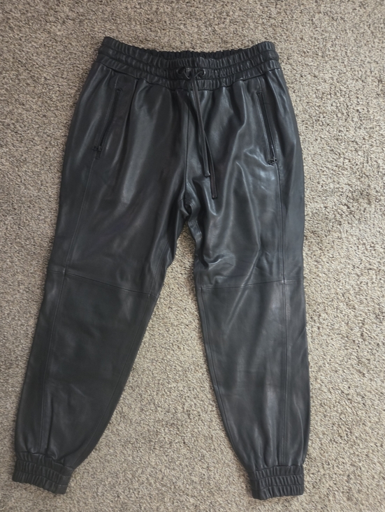 derek lam Athleta Pants - Derek Lam 1OC Athleta Black Lamb Leather Jogger Pants